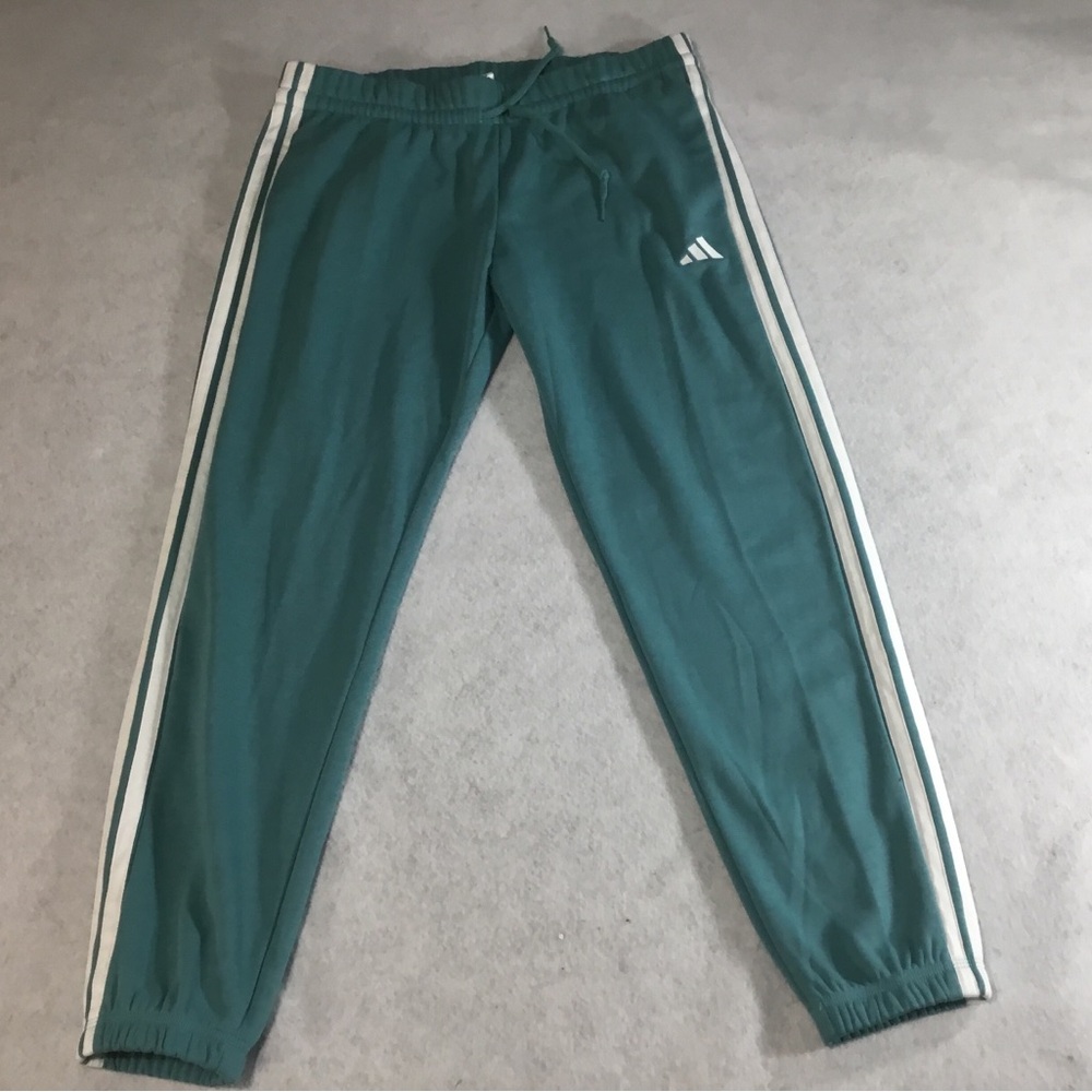 adidas Teal Green Women’s Joggers with White Side Stripes SZ XL